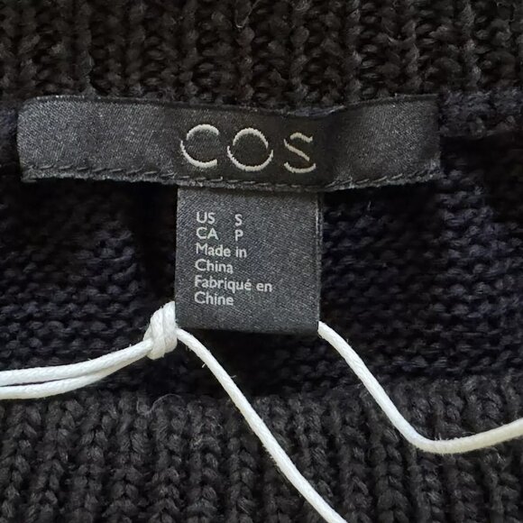 NWT COS Bow Tie Side Buttons Knit Top Sweater Black Stretchy Size S - Picture 5 of 7